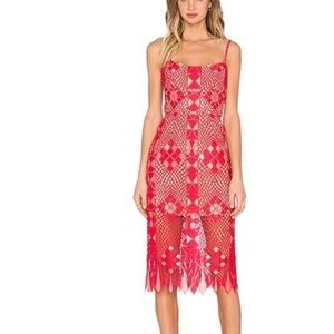 BCBGMaxAzria Alese Red Midi Lace Dress